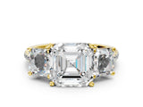 Yellow gold Three-Stone Fancy Black Asscher Cut Diamond Ring with Pavé Band and Prong Setting_36