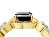 Yellow gold Three-Stone Fancy Black Asscher Cut Diamond Wave Pave Band with Prong Setting_4
