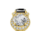 Yellow gold Three-Stone Fancy Black Asscher Cut Halo Diamond Milgrain Band with Four-Prong Setting_5