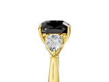 Yellow gold Three-Stone Fancy Black Cushion Cut Brilliant Diamond Solitaire Ring with Tapered Band and Four-Prong Setting_11