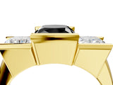 Yellow gold Three Stone Fancy Black Cushion Cut Cut Channel Set Diamond Ring_4