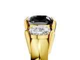 Yellow gold Three Stone Fancy Black Cushion Cut Cut Channel Set Diamond Ring_5