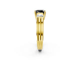 Yellow gold Three-Stone Fancy Black Cushion Cut Cut Classic Band Prong Setting Ring_2