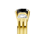 Yellow gold Three-Stone Fancy Black Cushion Cut Cut Classic Band Prong Setting Ring_5