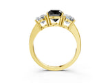 Yellow gold Three-Stone Fancy Black Cushion Cut Cut Diamond Engagement Ring with Flat Band and Four-Prong Setting_15
