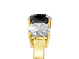 Yellow gold Three-Stone Fancy Black Cushion Cut Cut Diamond Engagement Ring with Flat Band and Four-Prong Setting_17