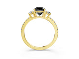 Yellow gold Three-Stone Fancy Black Cushion Cut Cut Diamond Pavé Band with Prong Setting_18