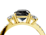 Yellow gold Three-Stone Fancy Black Cushion Cut Cut Diamond Pavé Band with Prong Setting_19