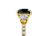 Yellow gold Three-Stone Fancy Black Cushion Cut Cut Diamond Pavé Band with Prong Setting_20