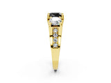 Yellow gold Three-Stone Fancy Black Cushion Cut Cut Diamond Ring with Channel-Set Band and Four-Prong Setting_14