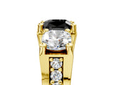 Yellow gold Three-Stone Fancy Black Cushion Cut Cut Diamond Ring with Channel-Set Band and Four-Prong Setting_17