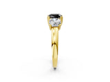 Yellow gold Three-Stone Fancy Black Cushion Cut Cut Diamond Ring with Channel Set Band and Four-Prong Setting_2
