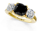 Yellow gold Three-Stone Fancy Black Cushion Cut Cut Diamond Ring with Channel Set Band and Four-Prong Setting_25