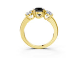 Yellow gold Three-Stone Fancy Black Cushion Cut Cut Diamond Ring with Channel Set Band and Four-Prong Setting_27
