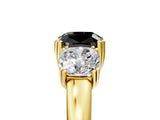 Yellow gold Three-Stone Fancy Black Cushion Cut Cut Diamond Ring with Channel Set Band and Four-Prong Setting_29