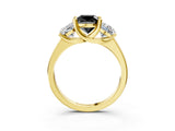 Yellow gold Three-Stone Fancy Black Cushion Cut Cut Solitaire Ring with Classic Prong Setting_3