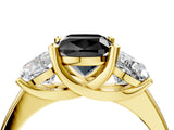 Yellow gold Three-Stone Fancy Black Cushion Cut Cut Solitaire Ring with Classic Prong Setting_4