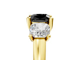 Yellow gold Three-Stone Fancy Black Cushion Cut Cut Solitaire Ring with Classic Prong Setting_5