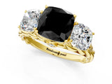 Yellow gold Three-Stone Fancy Black Cushion Cut Diamond Braided Band Ring with Four-Prong Setting_13