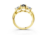 Yellow gold Three-Stone Fancy Black Cushion Cut Diamond Channel Set Engagement Ring with Prong Setting_15