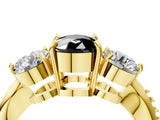 Yellow gold Three-Stone Fancy Black Cushion Cut Diamond Channel Set Engagement Ring with Prong Setting_16