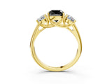 Yellow gold Three-Stone Fancy Black Cushion Cut Diamond Engagement Ring with Prong Setting_6