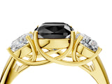 Yellow gold Three-Stone Fancy Black Cushion Cut Diamond Engagement Ring with Prong Setting_7
