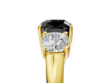 Yellow gold Three-Stone Fancy Black Cushion Cut Diamond Engagement Ring with Prong Setting_8