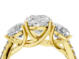 Yellow gold Three-Stone Fancy Black Cushion Cut Diamond Ring with Pavé Band and Prong Setting_40