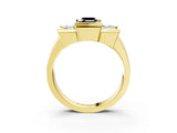 Yellow gold Three Stone Fancy Black Emerald Cut Cut Channel Set Diamond Ring_3