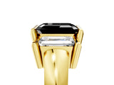 Yellow gold Three Stone Fancy Black Emerald Cut Cut Channel Set Diamond Ring_5