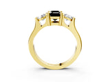 Yellow gold Three-Stone Fancy Black Emerald Cut Cut Classic Band Prong Setting Ring_3