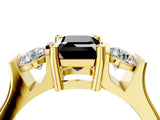 Yellow gold Three-Stone Fancy Black Emerald Cut Cut Classic Band Prong Setting Ring_4