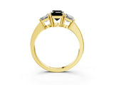 Yellow gold Three-Stone Fancy Black Emerald Cut Cut Diamond Engagement Ring with Flat Band and Four-Prong Setting_15