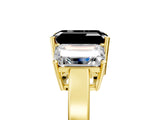 Yellow gold Three-Stone Fancy Black Emerald Cut Cut Diamond Engagement Ring with Flat Band and Four-Prong Setting_17