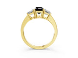 Yellow gold Three-Stone Fancy Black Emerald Cut Cut Diamond Engagement Ring with Flat Band and Four-Prong Setting_3