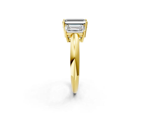 Yellow gold Three-Stone Fancy Black Emerald Cut Cut Diamond Engagement Ring with Prong Setting on a White Gold Band_38
