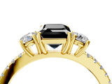 Yellow gold Three-Stone Fancy Black Emerald Cut Cut Diamond Pavé Band with Prong Setting_19