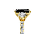 Yellow gold Three-Stone Fancy Black Emerald Cut Cut Diamond Pavé Band with Prong Setting_20