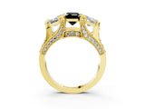 Yellow gold Three-Stone Fancy Black Emerald Cut Cut Diamond Ring with Channel-Set Band and Four-Prong Setting_15