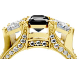 Yellow gold Three-Stone Fancy Black Emerald Cut Cut Diamond Ring with Channel-Set Band and Four-Prong Setting_16