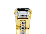 Yellow gold Three-Stone Fancy Black Emerald Cut Cut Diamond Ring with Channel-Set Band and Four-Prong Setting_17