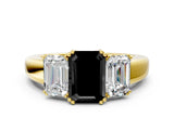 Yellow gold Three-Stone Fancy Black Emerald Cut Cut Diamond Ring with Channel Set Band and Four-Prong Setting_24
