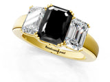Yellow gold Three-Stone Fancy Black Emerald Cut Cut Diamond Ring with Channel Set Band and Four-Prong Setting_25