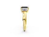 Yellow gold Three-Stone Fancy Black Emerald Cut Cut Diamond Ring with Channel Set Band and Four-Prong Setting_26