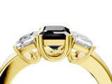 Yellow gold Three-Stone Fancy Black Emerald Cut Cut Diamond Ring with Channel Set Band and Four-Prong Setting_28
