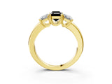Yellow gold Three-Stone Fancy Black Emerald Cut Cut Diamond Ring with Channel Set Band and Four-Prong Setting_3