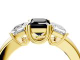 Yellow gold Three-Stone Fancy Black Emerald Cut Cut Diamond Ring with Channel Set Band and Four-Prong Setting_4