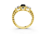 Yellow gold Three-Stone Fancy Black Emerald Cut Cut Diamond Ring with Channel-Set Band and Prong Setting_3