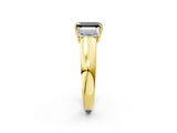 Yellow gold Three-Stone Fancy Black Emerald Cut Cut Diamond Ring with Prong Setting and Classic Band_2